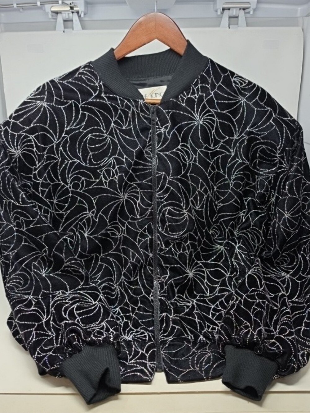 Icing Black Bomber Jacket with Silver Embroidery